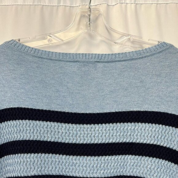 Talbots Womens Pullover Sweater Blue Striped Long Sleeve Round Neck Petites S - Picture 3 of 10